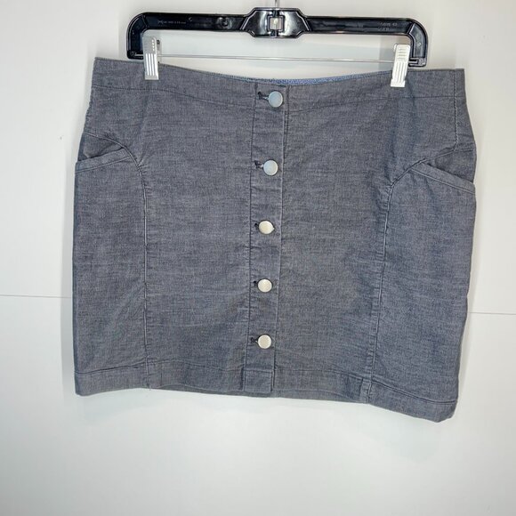 Toad&Co Mindy Button Front Skirt in Iron Throne Grey Corduroy - Picture 1 of 12